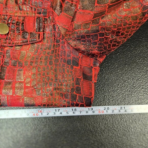 Vintage Y2K Red Metallic Faux Croc Coated Jacket PM Unique Statement - Picture 9 of 10